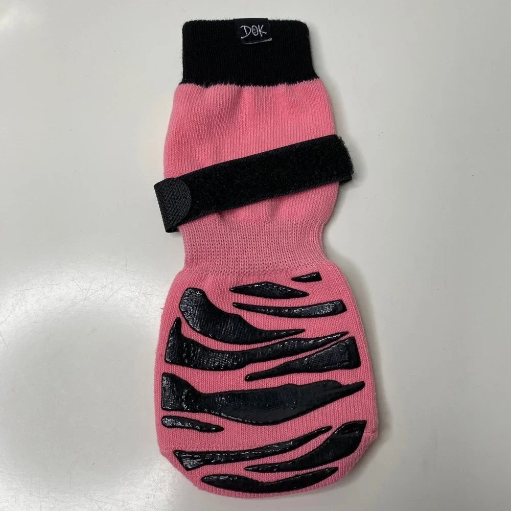 DOK TigerToes Premium‎ Non-Slip  Dog Socks Sassy Pink XL